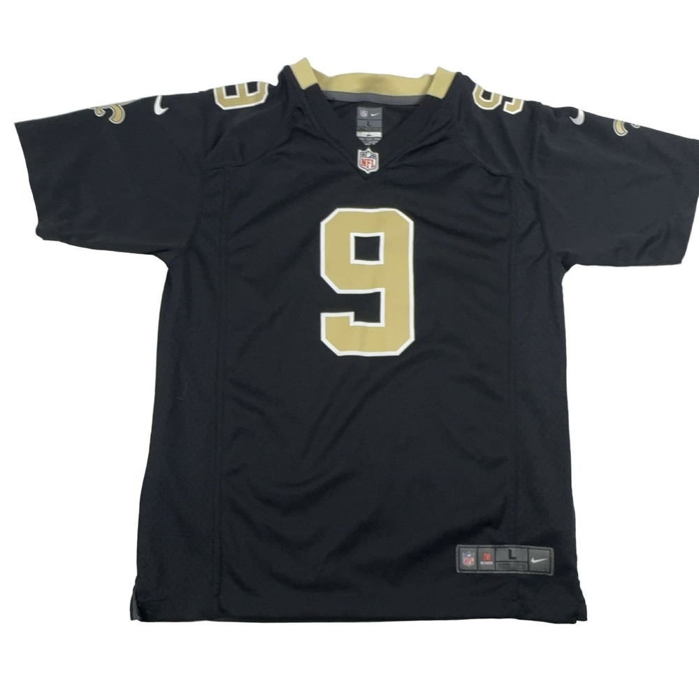 Nike New Orleans Saints Drew Brees Jersey Youth L (14/16) Black Gold White NFL
